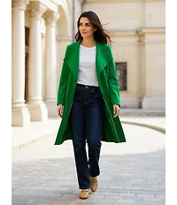 DKNY by Donna Karan Shawl Collar One Button Wool Blend Coat
