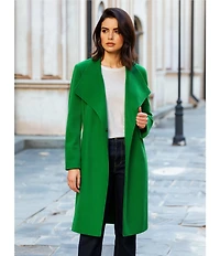 DKNY by Donna Karan Shawl Collar One Button Wool Blend Coat