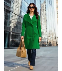 DKNY by Donna Karan Shawl Collar One Button Wool Blend Coat