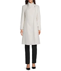 DKNY by Donna Karan Shawl Collar One Button Wool Blend Coat