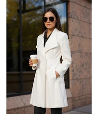 DKNY by Donna Karan Shawl Collar One Button Wool Blend Coat