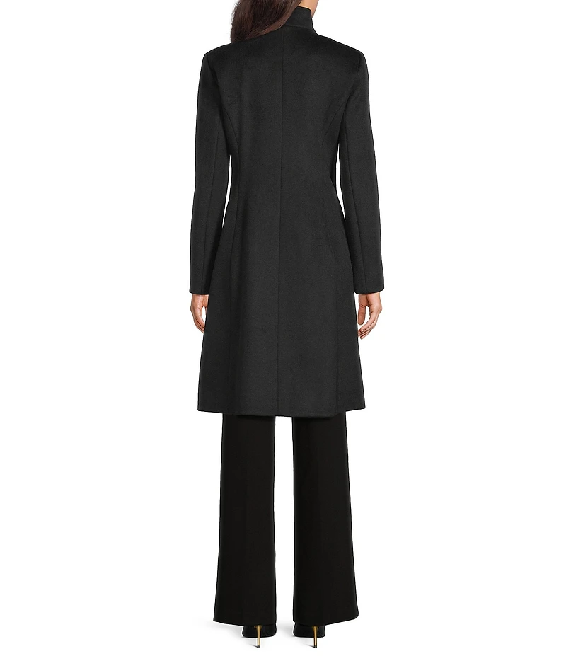 DKNY by Donna Karan Shawl Collar One Button Wool Blend Coat