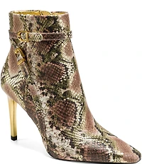 Donna Karan Shelah Snake Print High Heel Booties