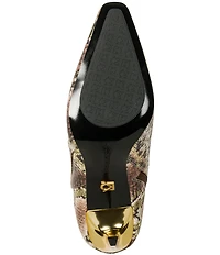 Donna Karan Shelah Snake Print High Heel Booties