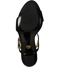 Donna Karan Shepard Suede Logo Hardware Ankle Strap Platform Sandals