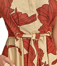 Donna Karan Short Sleeve Floral Print Shirt Dress