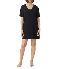 Donna Karan Short Sleeve V-Neck Soft Solid Knit Sleepshirt