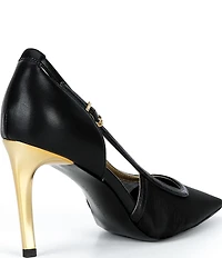 Donna Karan Silvana Mesh Pointed Toe Buckle Strap Pumps