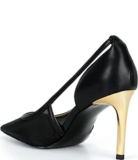 Donna Karan Silvana Mesh Pointed Toe Buckle Strap Pumps