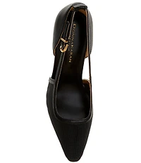 Donna Karan Silvana Mesh Pointed Toe Buckle Strap Pumps