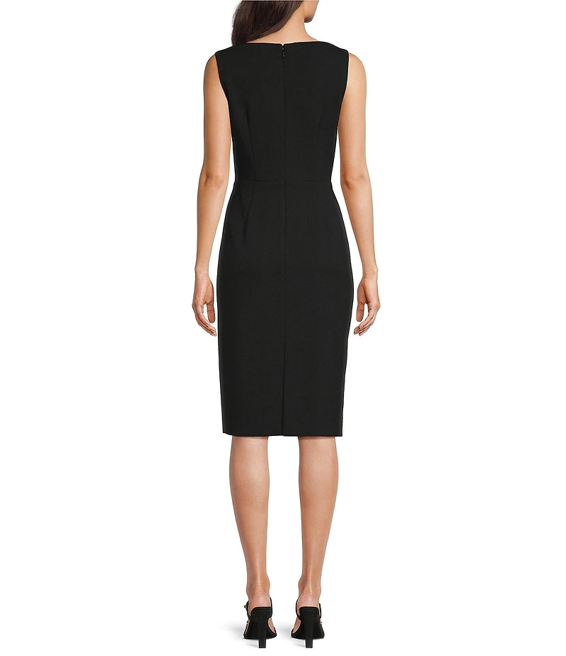 Donna Karan Sleeveless Boat Neck Scuba Crepe Sheath Dress