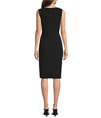 Donna Karan Sleeveless Boat Neck Scuba Crepe Sheath Dress
