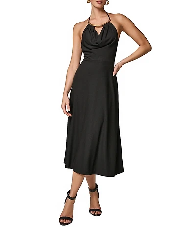 Donna Karan Sleeveless Halter Neck Midi Dress