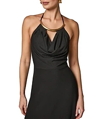Donna Karan Sleeveless Halter Neck Midi Dress