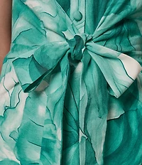 Donna Karan Sleeveless Linen Floral Midi Shirt Dress