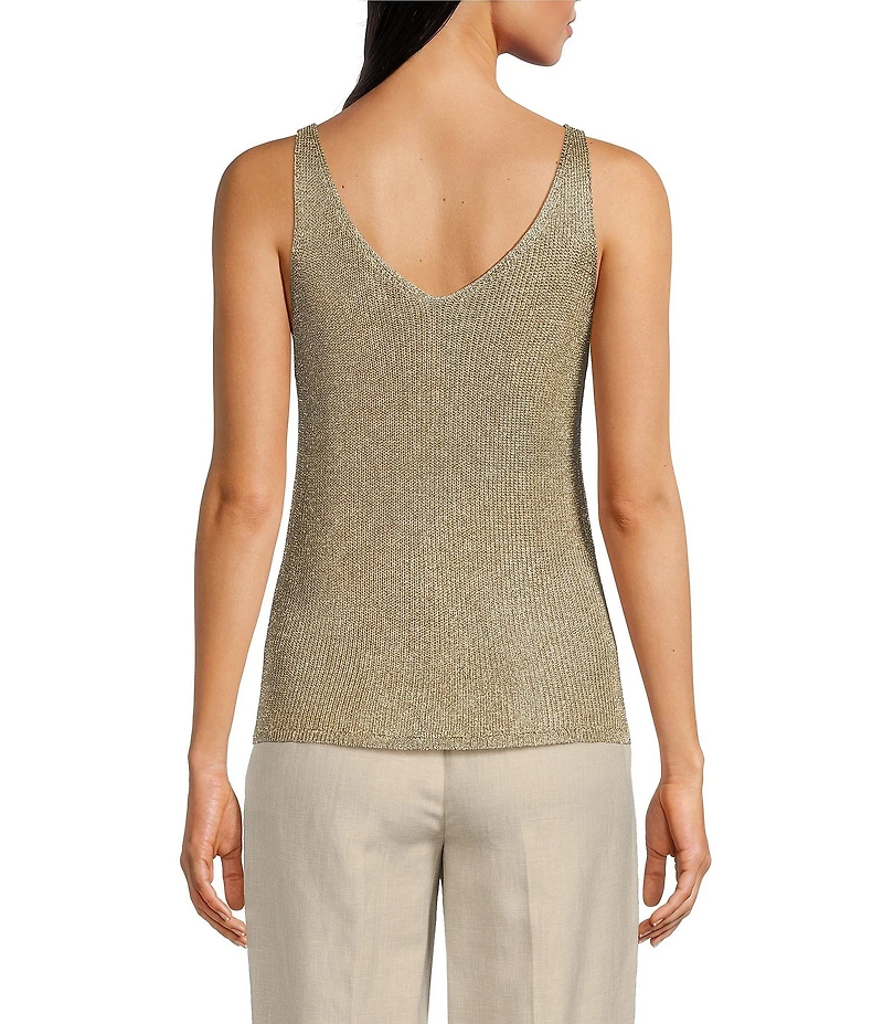 Donna Karan Sleeveless Metallic Knit Tank