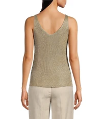 Donna Karan Sleeveless Metallic Knit Tank