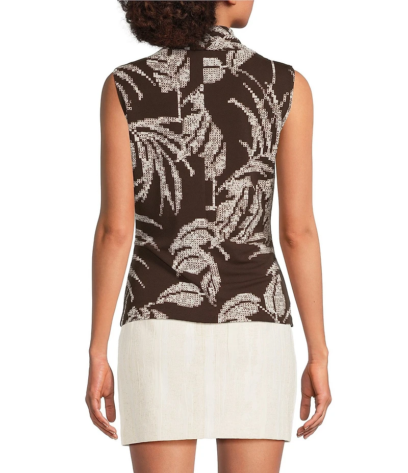 Donna Karan Sleeveless Novelty Bar Faux Wrap Top