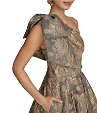 Donna Karan Sleeveless One Shoulder Jacquard Ball Gown