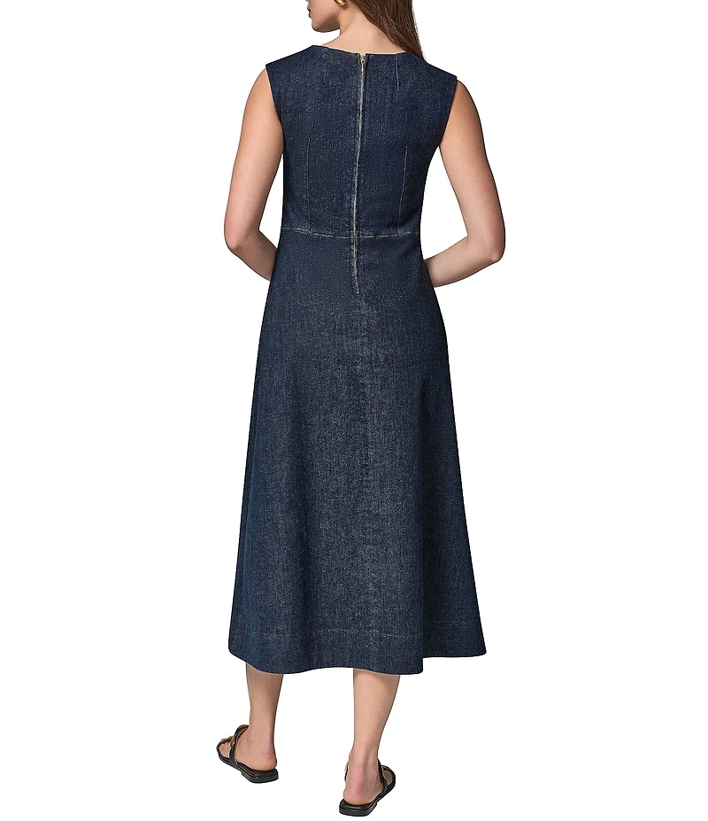 Donna Karan Sleeveless V-Neck Midi Dress