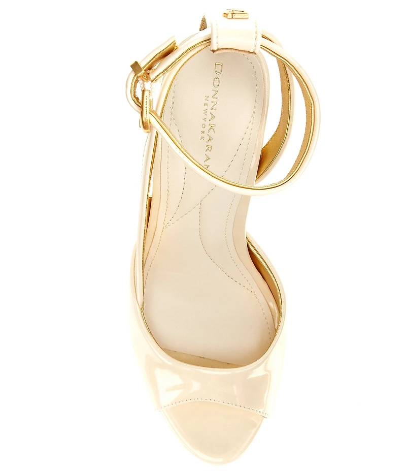 Donna Karan Somerset Patent Leather Ankle Strap Sandals