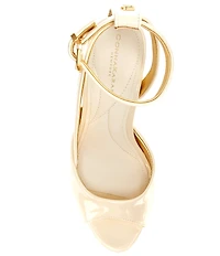 Donna Karan Somerset Patent Leather Ankle Strap Sandals