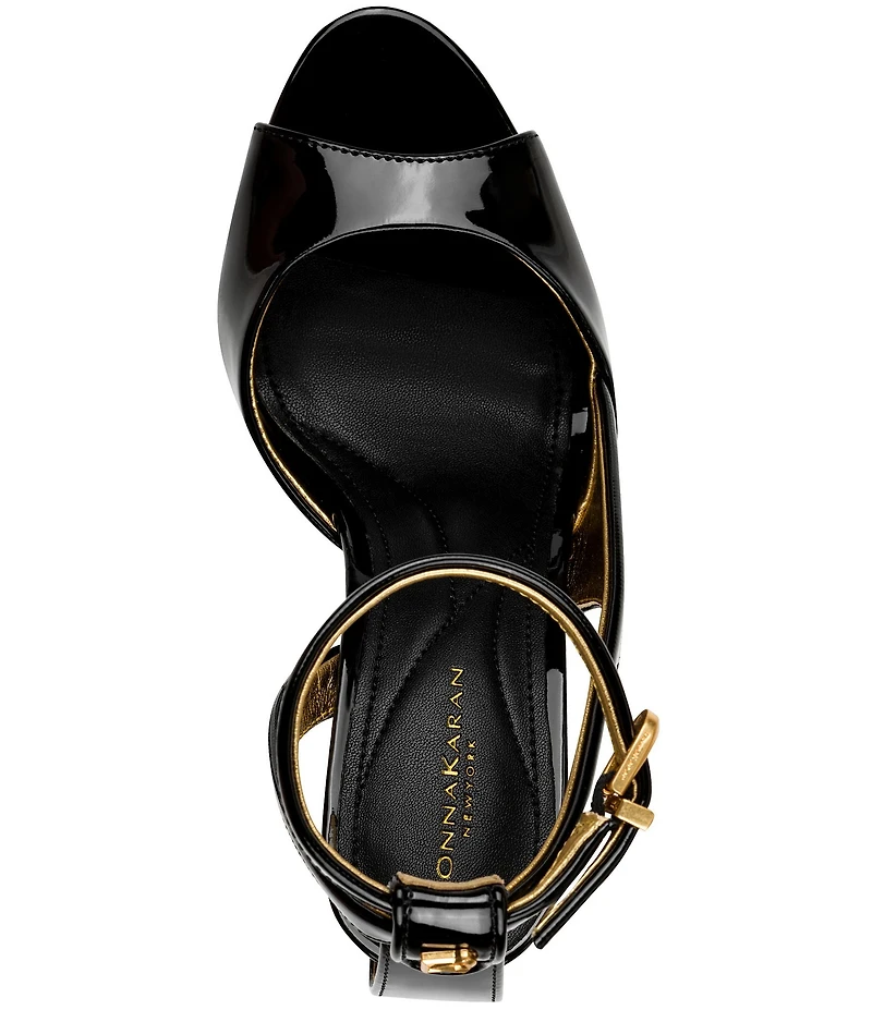 Donna Karan Somerset Patent Leather Ankle Strap Sandals
