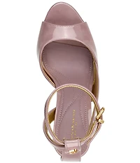 Donna Karan Somerset Patent Leather Ankle Strap Sandals