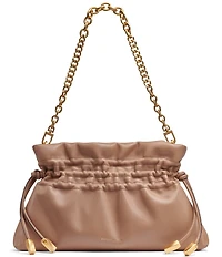 Donna Karan Southold Slouchy Drawstring Leather Shoulder Clutch Bag