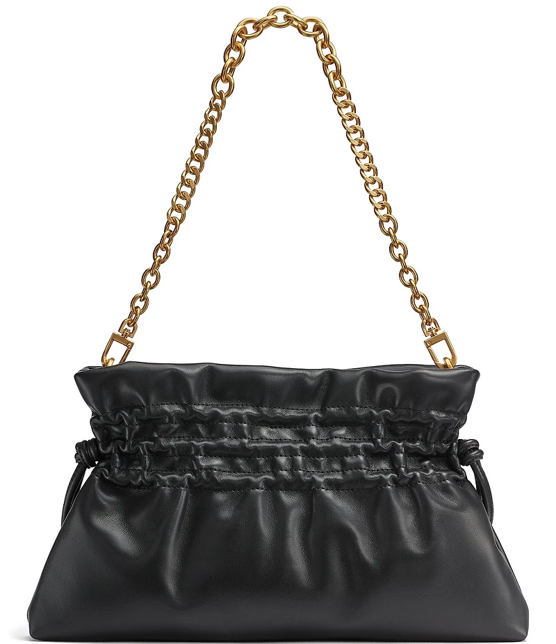 Donna Karan Southold Slouchy Drawstring Leather Shoulder Clutch Bag