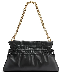 Donna Karan Southold Slouchy Drawstring Leather Shoulder Clutch Bag