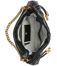 Donna Karan Southold Slouchy Drawstring Leather Shoulder Clutch Bag
