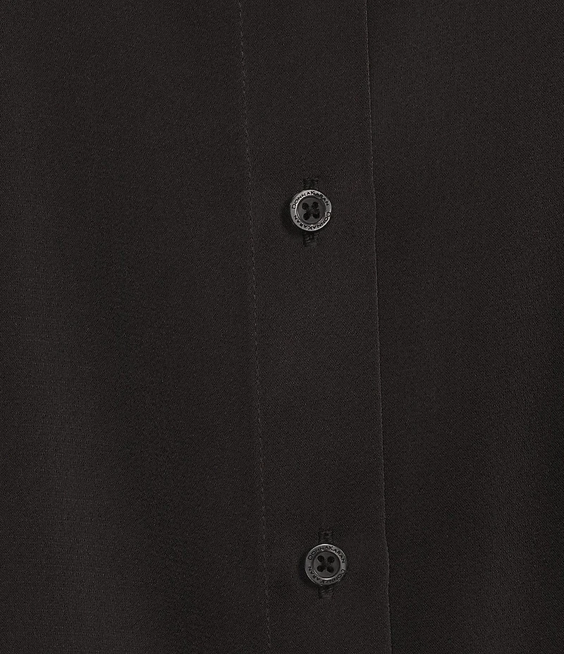 Donna Karan Spread Collar Long Sleeve Pointed Hem Button Down Blouse