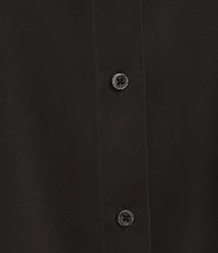 Donna Karan Spread Collar Long Sleeve Pointed Hem Button Down Blouse