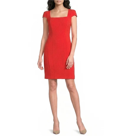 Donna Karan Square Neck Cap Sleeve Sheath Dress