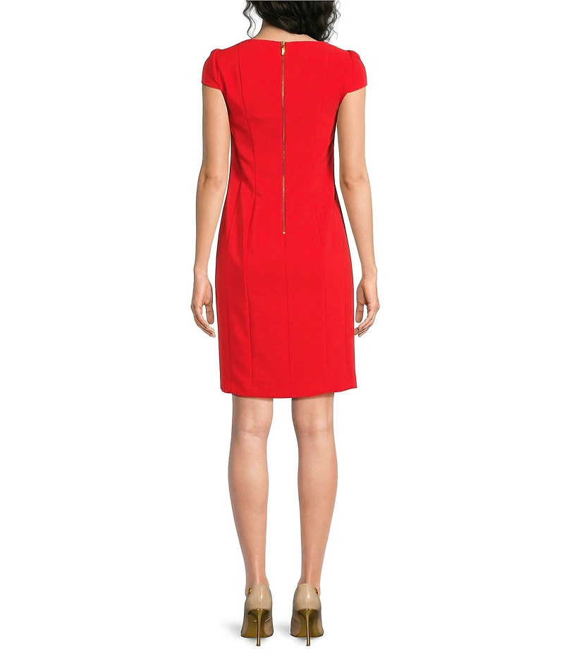 Donna Karan Square Neck Cap Sleeve Sheath Dress