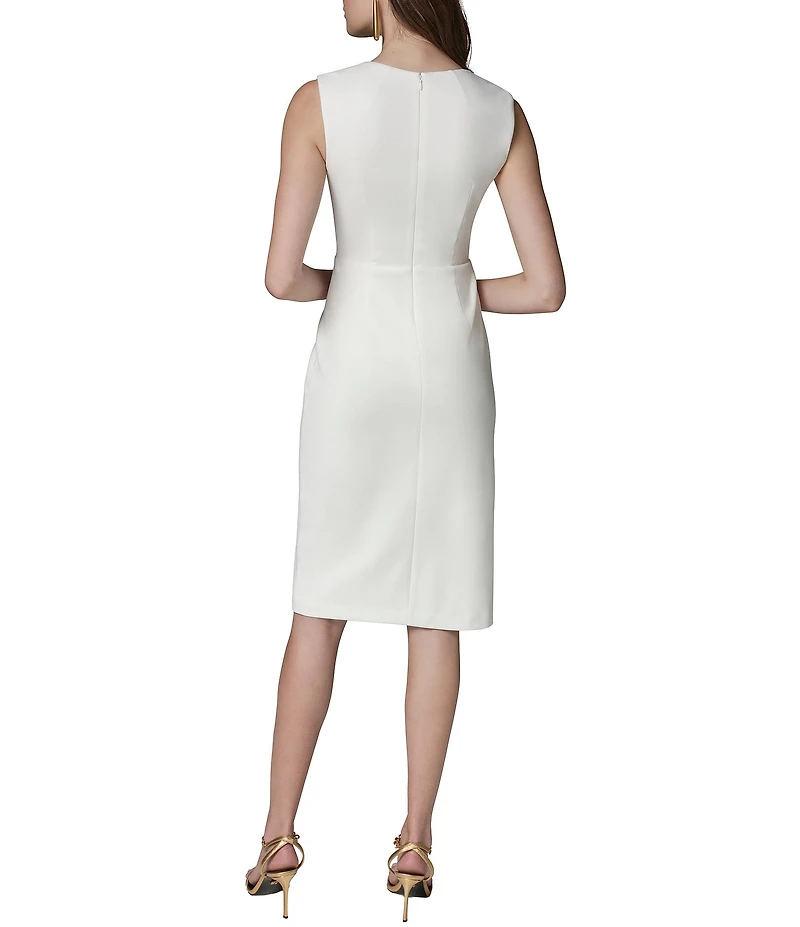 Donna Karan Square Neck Sleeveless Scuba Crepe Midi Dress