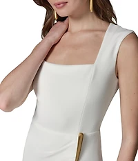 Donna Karan Square Neck Sleeveless Scuba Crepe Midi Dress
