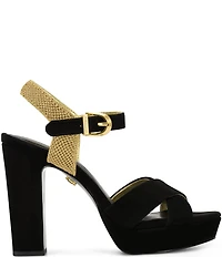 Donna Karan Stefania Suede Platform Block Heel Sandals