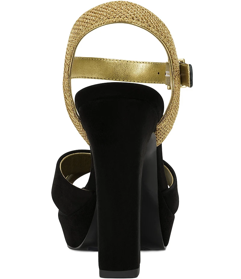 Donna Karan Stefania Suede Platform Block Heel Sandals