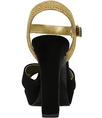 Donna Karan Stefania Suede Platform Block Heel Sandals