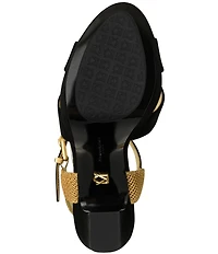 Donna Karan Stefania Suede Platform Block Heel Sandals