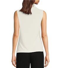 Donna Karan Stretch Draped Mock Neckline Sleeveless Top