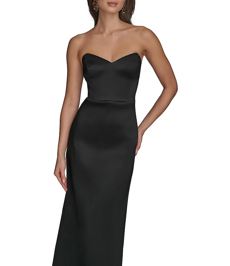 Donna Karan Stretch Mikado Strapless Sweetheart Column Gown