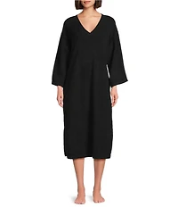 DKNY by Donna Karan Sweater Knit 3/4 Sleeves V-Neck Caftan