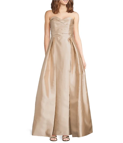 Donna Karan Sweetheart Neck Strapless Mikado Twill Satin Dress