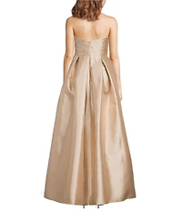Donna Karan Sweetheart Neck Strapless Mikado Twill Satin Dress