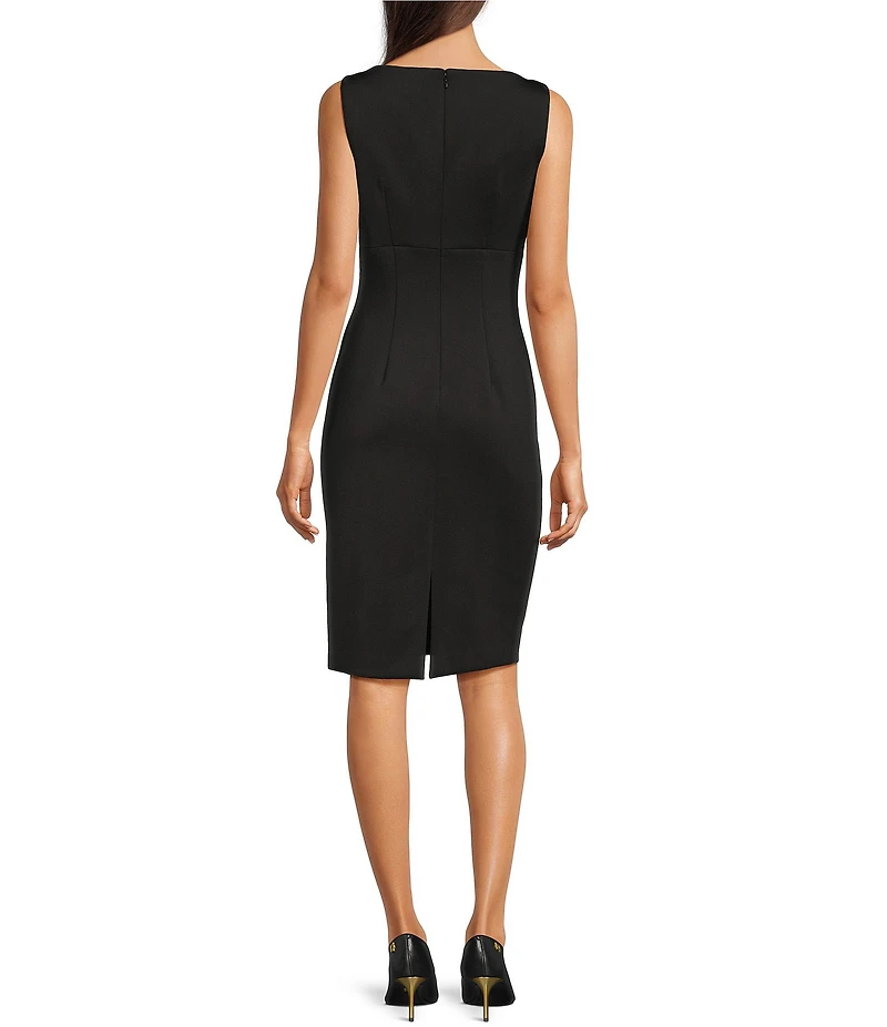 Donna Karan Sweetheart Neck Sleeveless Heavy Weight Scuba Sheath Dress
