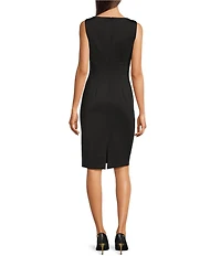 Donna Karan Sweetheart Neck Sleeveless Heavy Weight Scuba Sheath Dress