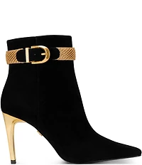 Donna Karan Sylvia Suede Mesh Chain Hardware Stiletto Booties